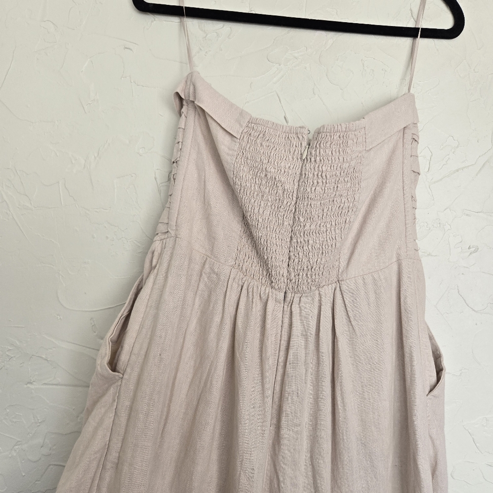 Abercrombie & Fitch Beige Strapless Linen Jumpsuit - Picture 8 of 12